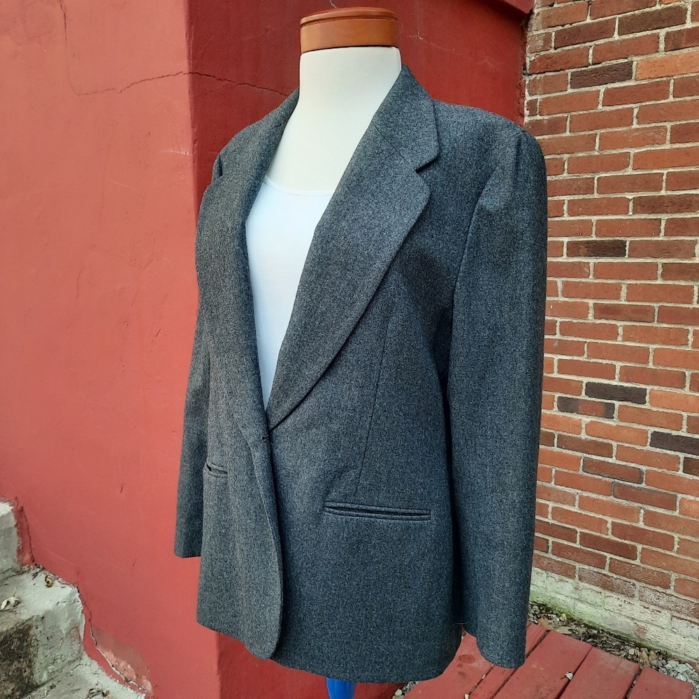 Pendleton Vintage 90's USA Wool Blazer Jacket Charcoal Gray